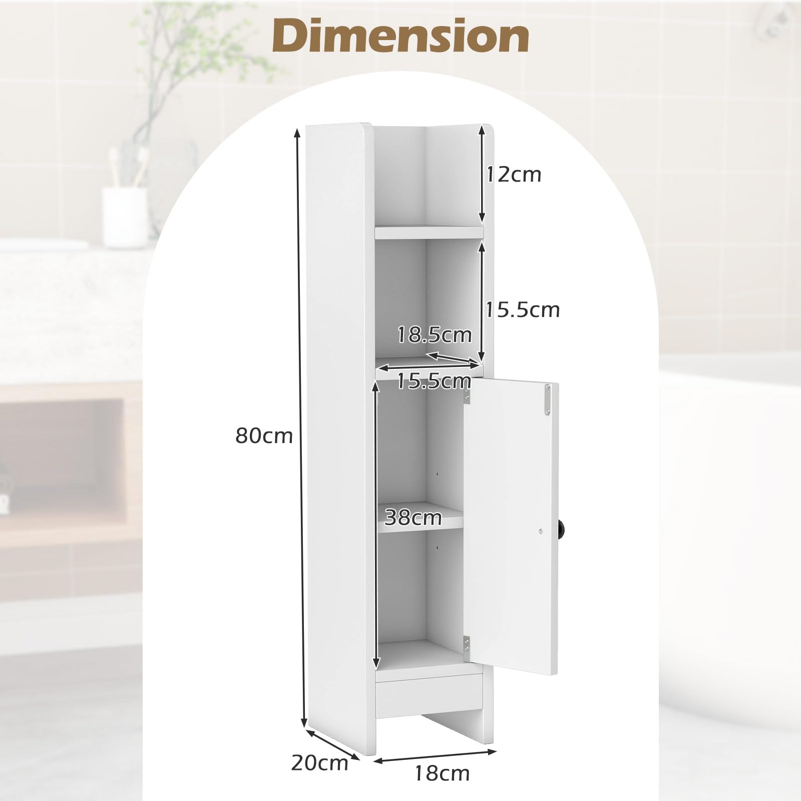 Armario De Almacenamiento De Baño De 42.51 Pulgadas De Alto