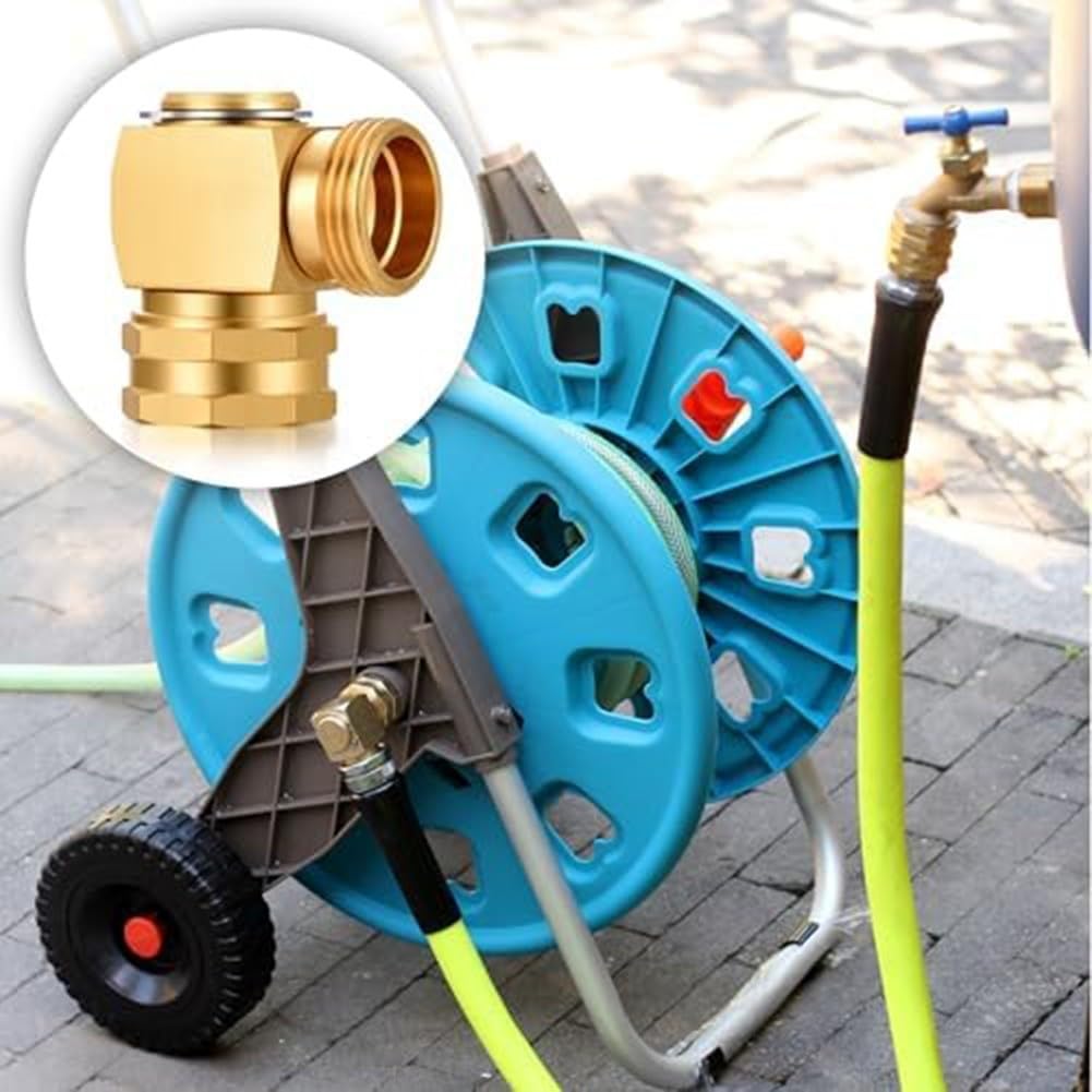 Gomito 90° Per Tubo Da Giardino 3/4'' In Ottone Massiccio | Adattatore Maschio-Femmina | 2 Pezzi Con Rondelle Antigoccia - 2