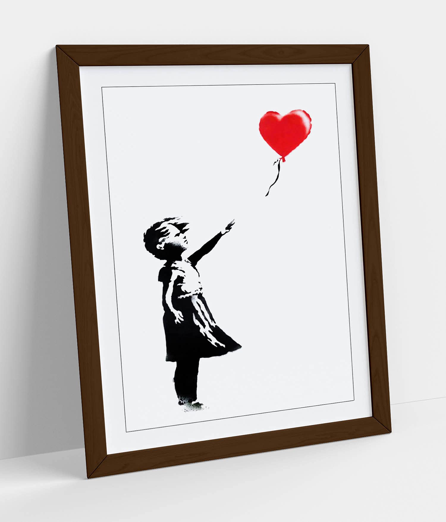 Canvasartshop Girls Walnut - Banksy Balloon Portrait Sothebys Graffiti- Premium Wall Art Framed Picture Prints - 3 Colours - 4 Sizes (, A3)