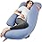 Sasttie Pregnancy Pillows for Sleeping, Jumbo U Shaped Cooling Full Body Pillow with Removable Cover, Pregnant Women Must Haves, Maternity Essential, Blue