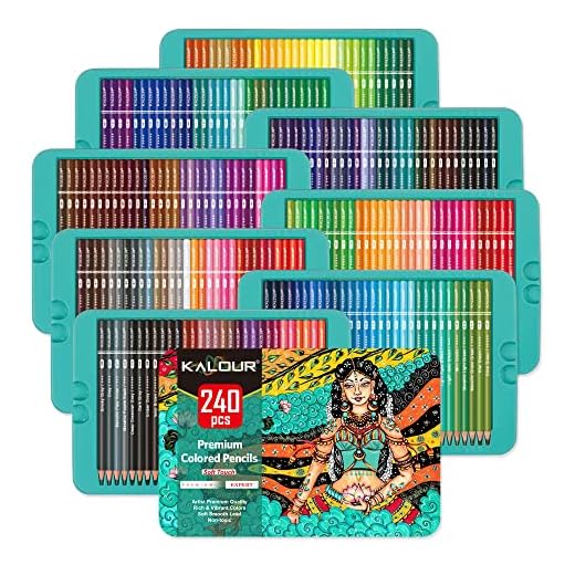 KALOUR Lápices de colores profesionales, juego de 240 colores, núcleo suave para artistas con colores vibrantes, ideal para dibujar, bocetos, sombreado, lápices de colorear para adultos, artistas