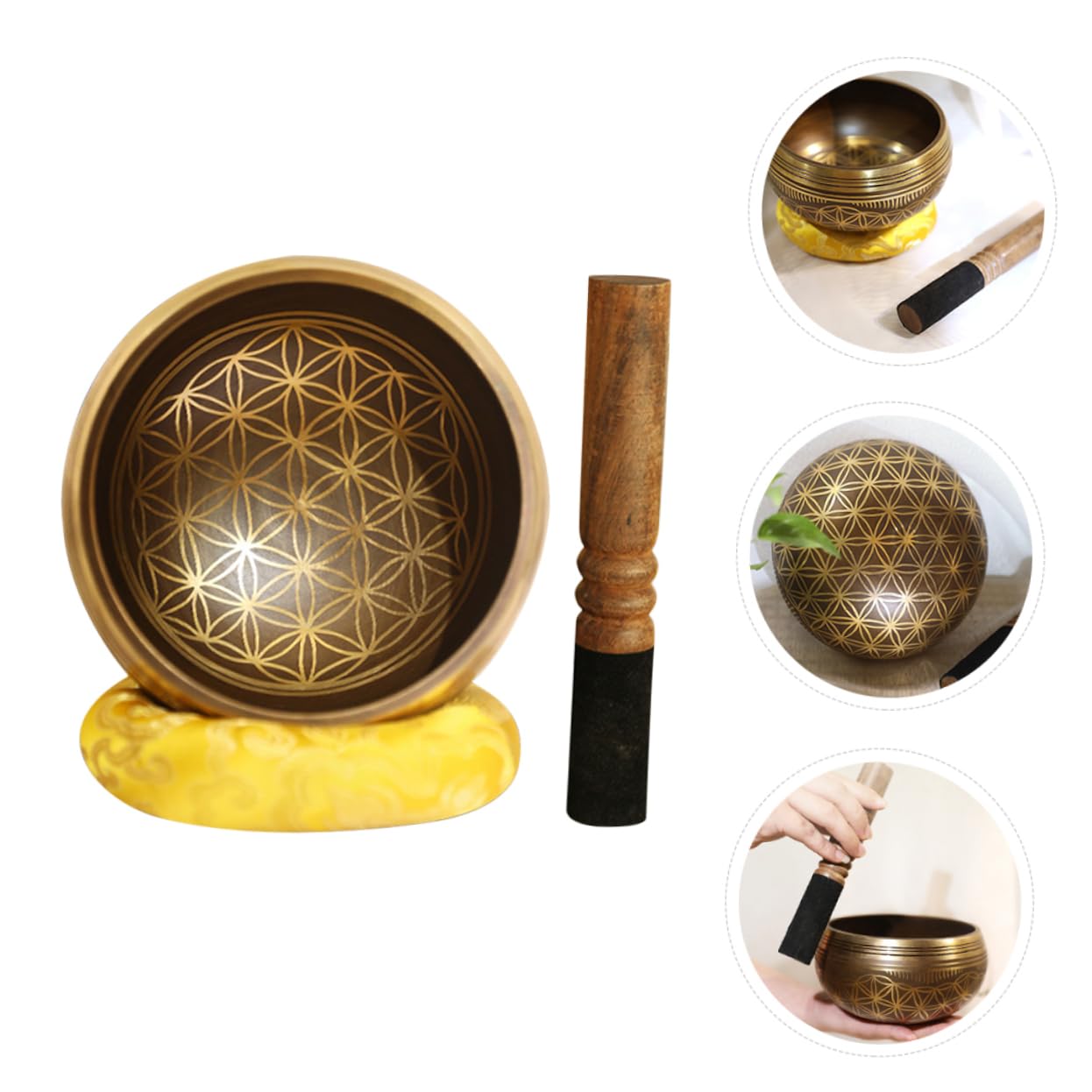 1set Ciotola Cantante Artigianale Stile Nepalgese Per Meditazione Completo Con e Cuscinetto Strumento Per Terapia Sonora e Relax Per Yoga Studio e Ambienti Di Meditazione