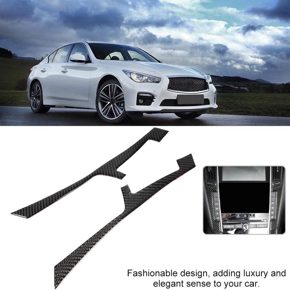 Aramox Car Center Console Multimedia Control Panel, 2pcs Carbon Fiber Interior Center Control Cover Trim for Q60 13-19 image 3 of 8 B07TV7WCNF