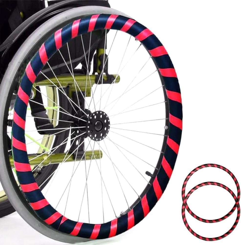 Fundas para Aros de Rueda de Silla de Ruedas, 1 par de Fundas de Silicona para Aros de Rueda de Silla de Ruedas de 20, 22 y 24 Pulgadas, Funda de Silicona para Empuje Manual, Resistente al d