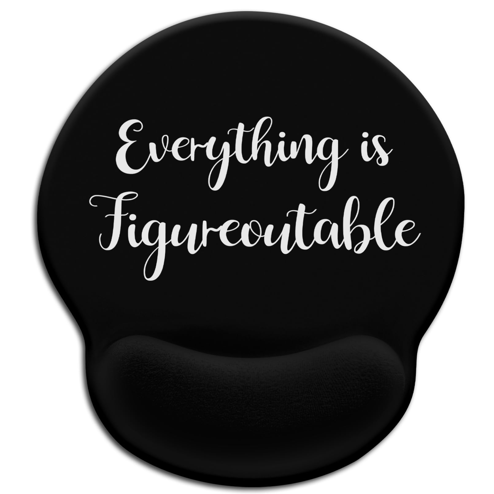 LIMKRIAN Black Ergonomic Mouse Pad with Wrist Rest, Gaming Mousepad Wrist Support with Non-Slip Pain Relief PU Base, Cute Computer Mouse Pads for Desk