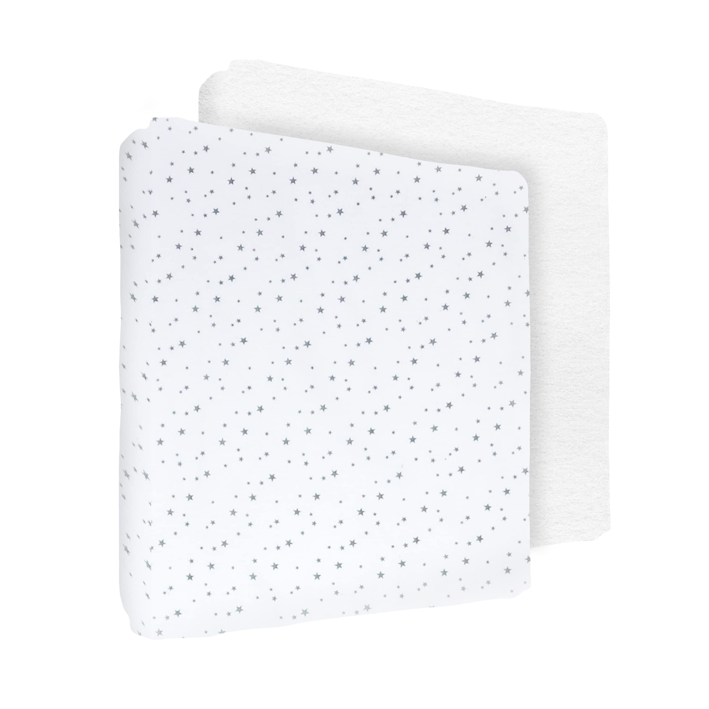 100% Cotton Fitted Sheet with Waterproof Mattress Protector to fit 120x60 cm Cot Bed (Small Stars) โ image 1