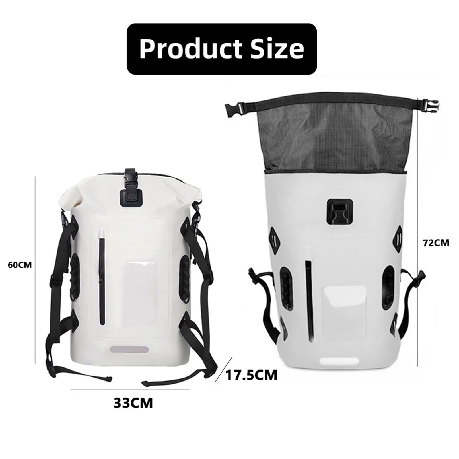 Wasserdichter Trockensack Aus PVC, 30 L Großer Wanderrucksack Mit Kapazität, wasserdichte Tasche for Tauchen, Schwimmen Und Nass-Trocken-Trennung FüR Wassersport Wandern Camping(Orange)