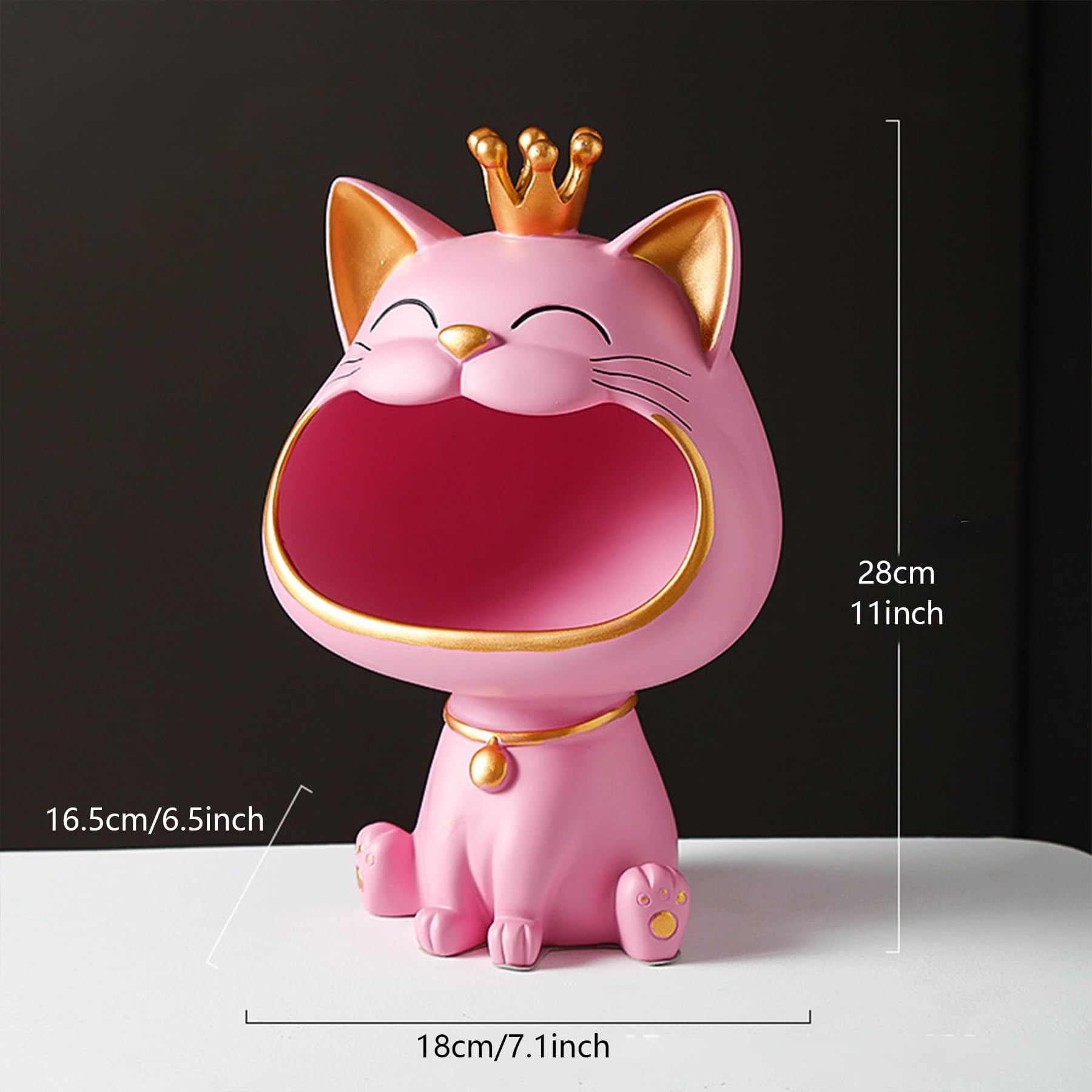 Statua di Gatto, Scultura Portafortuna Gatto, Scultura per la Casa e il Soggiorno per l'Ingresso Gatto che Ride Scatola per la Conservazione delle Chiavi, Scatola per Piccoli Oggetti