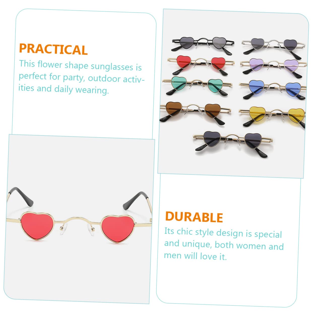 SOIMISS gafas de sol de corazón presentes originales heart shaped sunglasses gafas de sol únicas as de de moda para hombre anteojos as de de tera Metal
