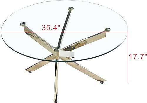 Miniatura 38 de Pvillez Mesa de centro de cristal, moderna mesa de café de 35.43 pulgadas, mesa de té con parte superior de vidrio templado, patas de acero Estilo-8