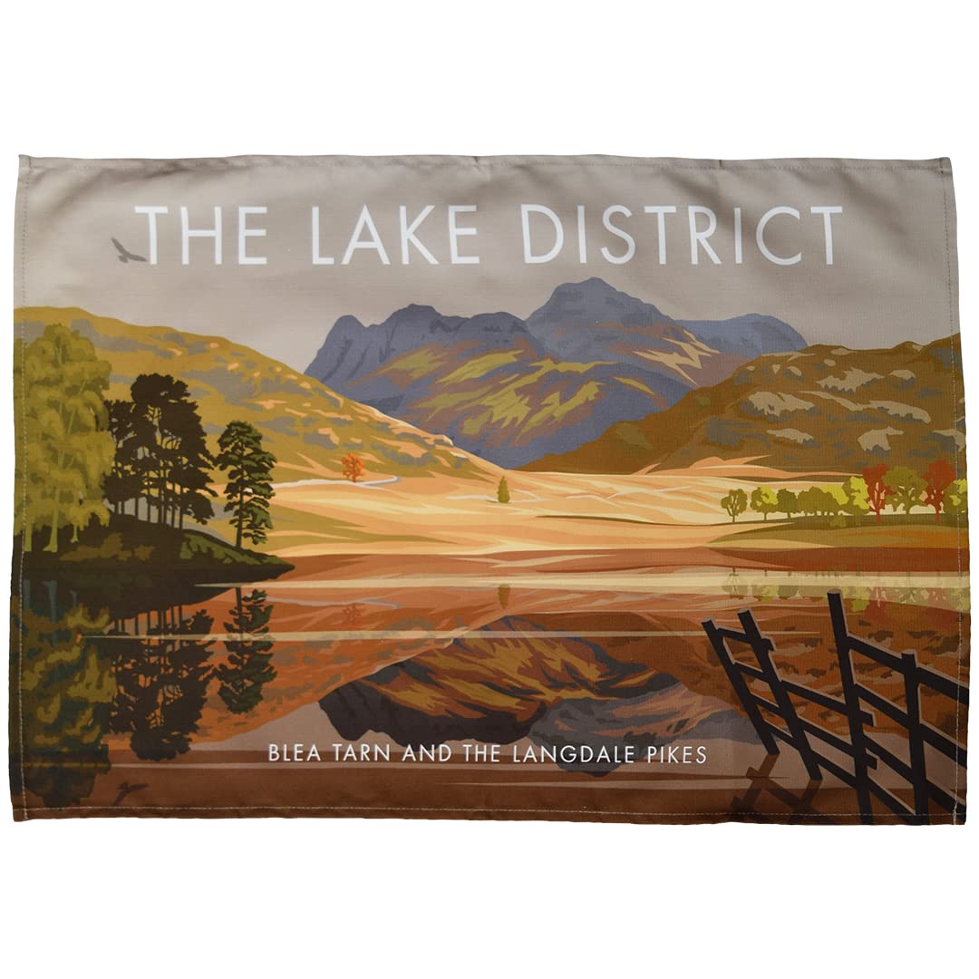 Town Towels Golden,Brown The Lake District - Blea Tarn And The Langdale Pikes Tea Towel