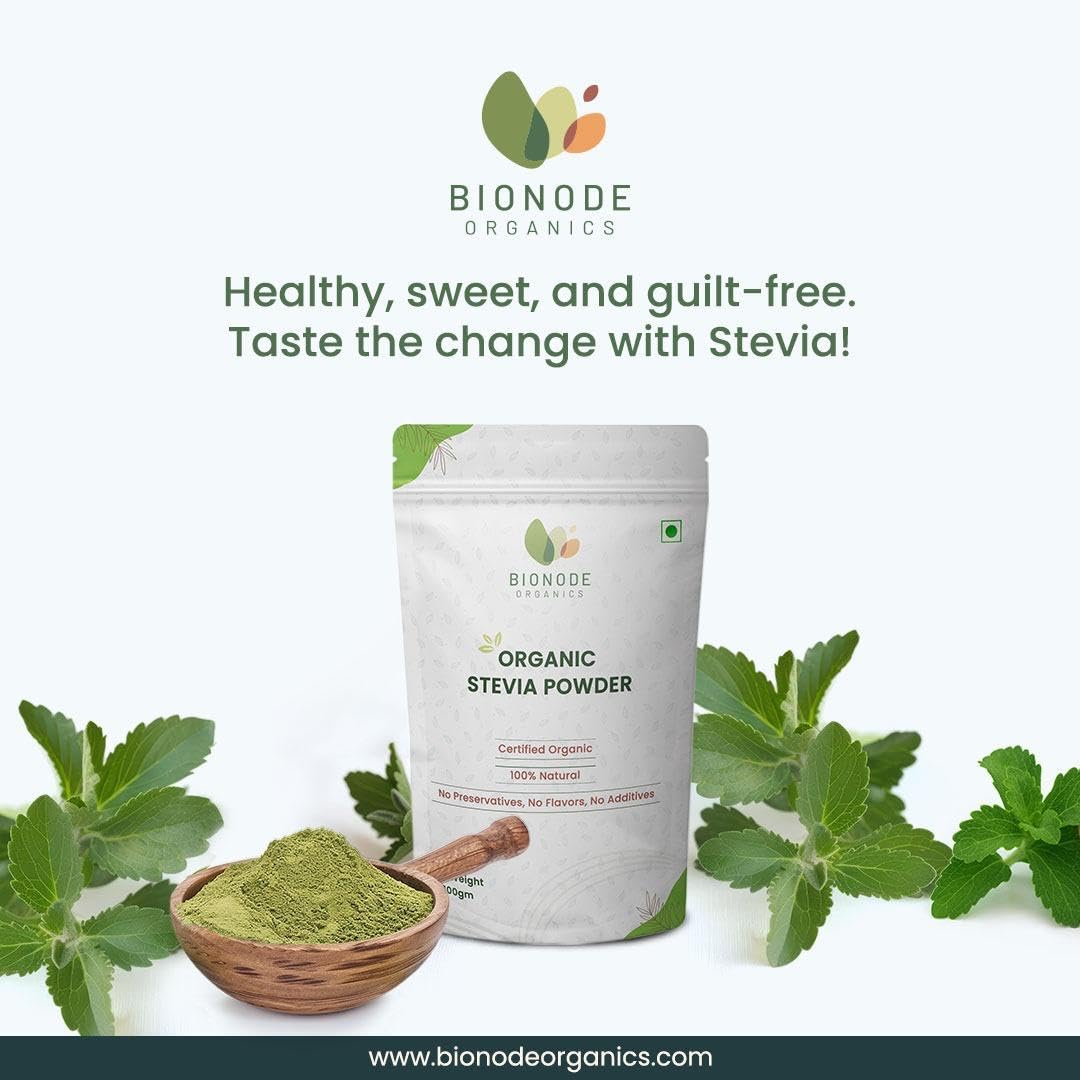 Bionode Organics Certified Organic Stevia Powder – Natural Sugar Substitute | Supports Healthy Blood Sugar & Weight Management | Zero-Calorie Sweetener | 200g x 2 Value Pack — Amazon image 6
