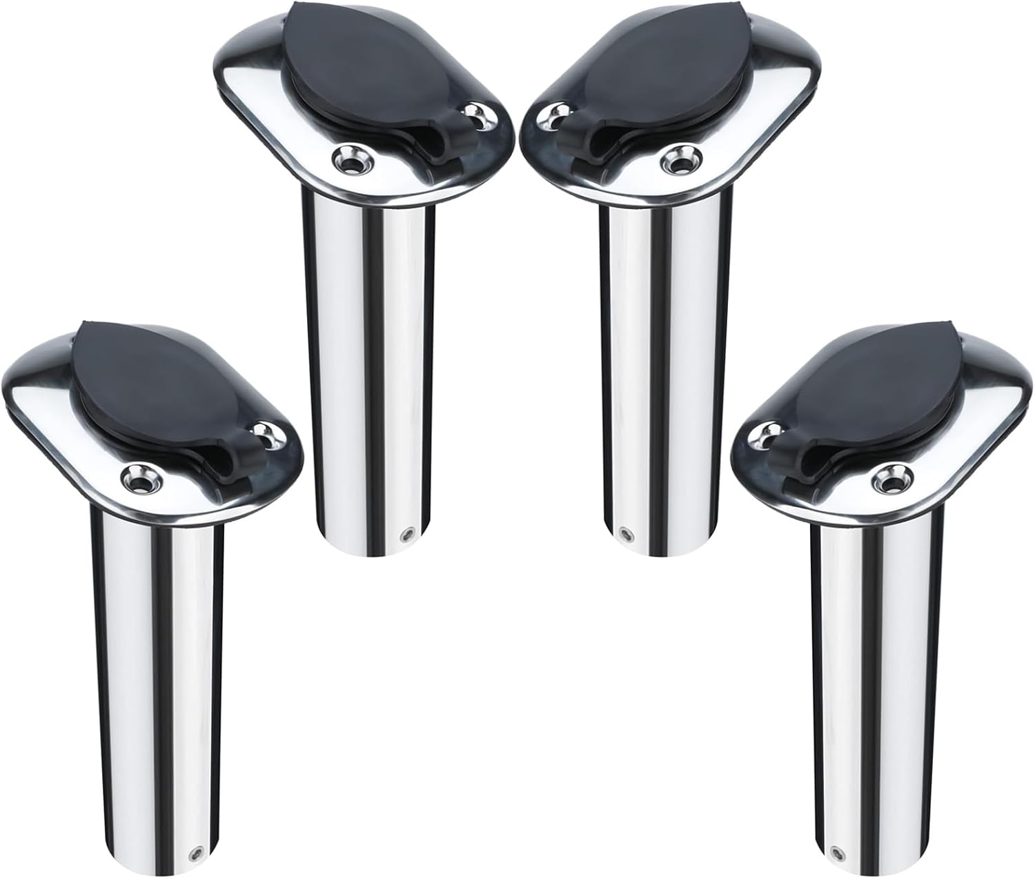 NovelBee 4pcs Boat Fishing Rod Holders,Stainless Steel Fishing Rod Rack Flush Mount withCap,Liner,Gasket (15 Degree Rod Holder)