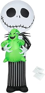 Halloween Jack Skellington Inflatable with Repair Patches - 5ft Jack Skellington with Oogie Boogie Nightmare Before Christmas Yard Decorations
