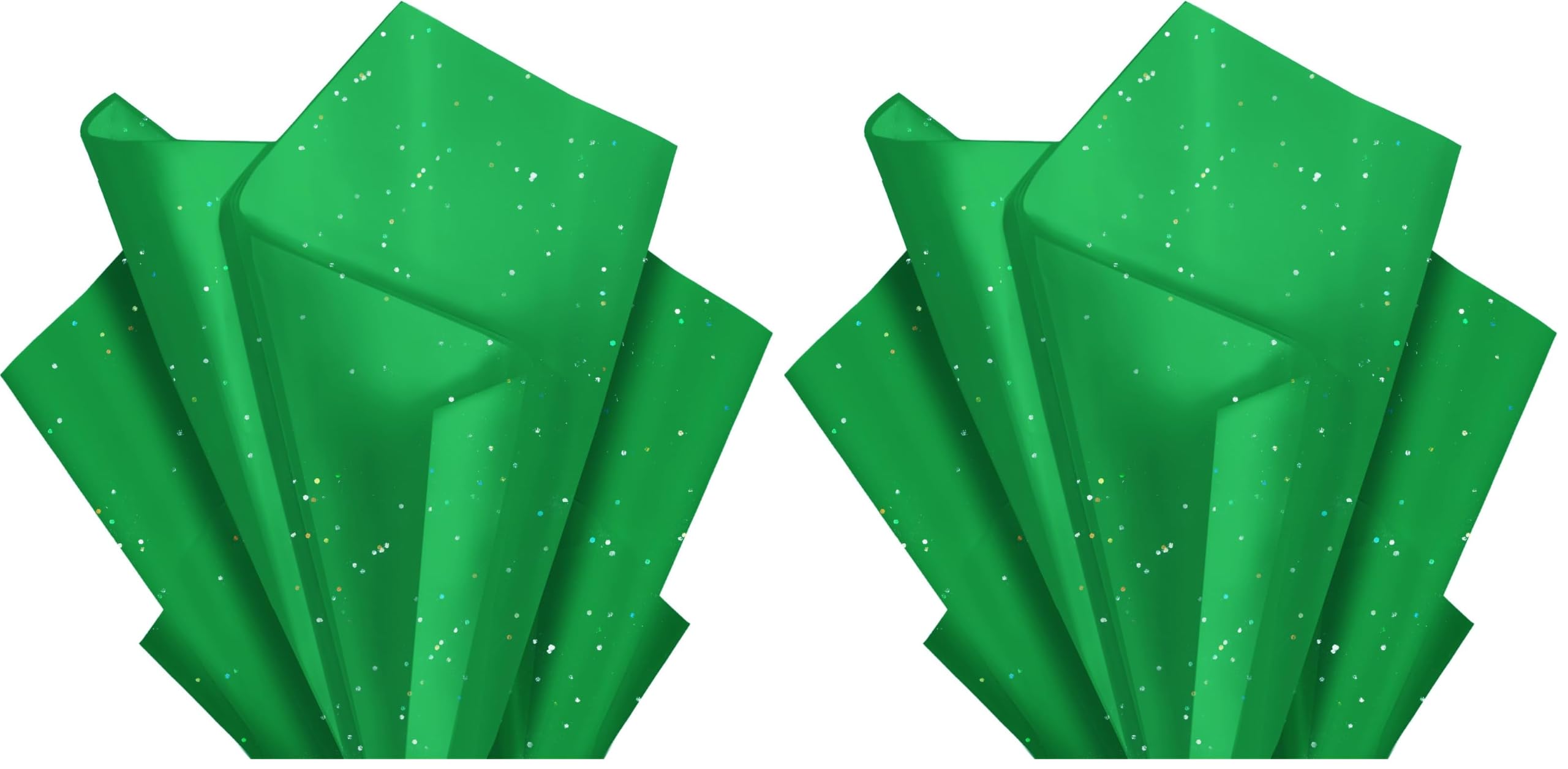 Green Glitter Tissue Paper for Gift Bags 36 Sheets 14x20 Inch - Recyclable Wrapping Paper for Weddings, Birthdays, Party &amp; Festival Decorations DIY Craft Supplies (Pack of 2)