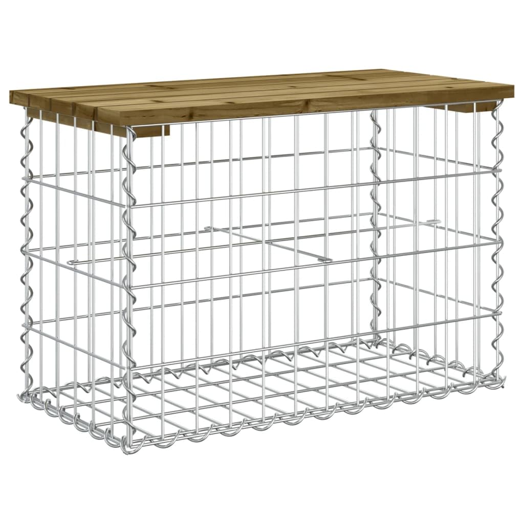vidaXL Banc de Jardin Design Gabion 63x31,5x42 cm Bois de pin imprégné, siège de Jardin, Banc de Parc, Banc de Pique-Nique de Jardin, Banc extérieur