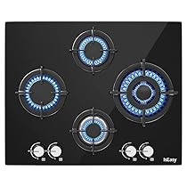 Piano Cottura a Gas, Vetro Nero（4 fuochi-8750W）