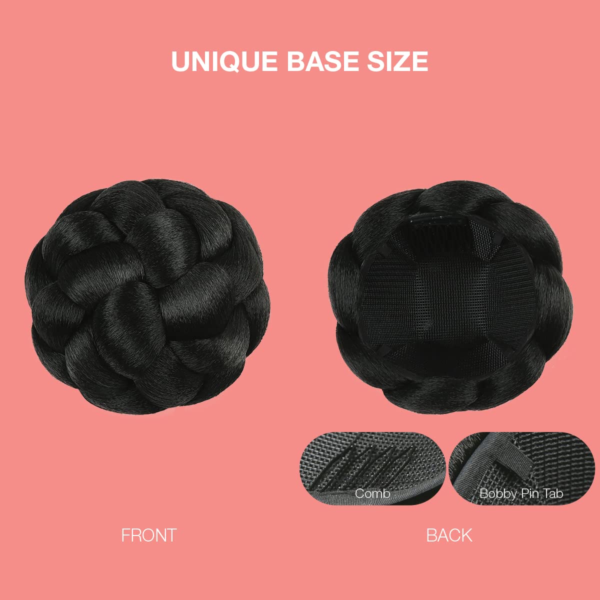 GLAM21USA Bang & Bun 2pcs, Bangs Hair Clip in Bangs Clip on Bangs Fringe Bang Hair Bun Synthetic Chignon Bun Messy Bun Hair Piece for Women - Fringe Bang & French Cruller (Off Black #1B)