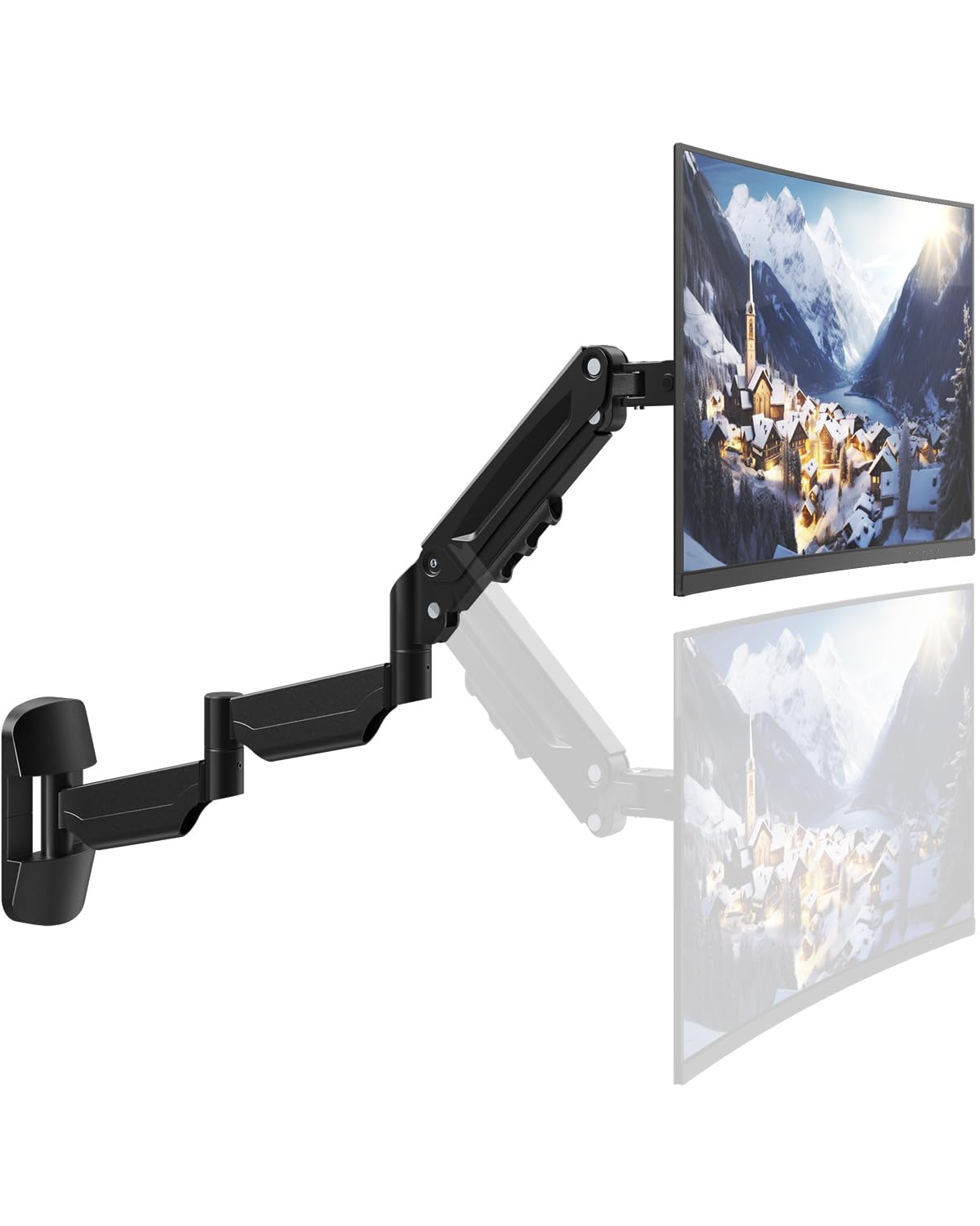 Supporto a muro per monitor con molla a gas 17–32" – Braccio extra lungo 76,9 cm, orientabile e regolabile in altezza, VESA 75/100, fino a 9 kg
