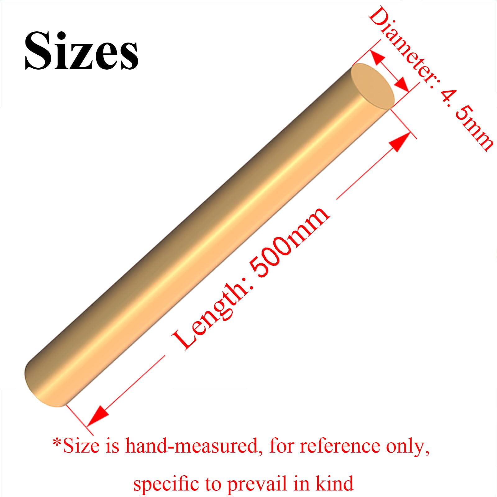 Sourcing Map Brass Rod,4mm,5/32inch Diameter 400mm Length Brass Solid Round Rod Lathe Bar Stock For RC Model Airplane Helicopter DIY Craft 1pcs - View #6