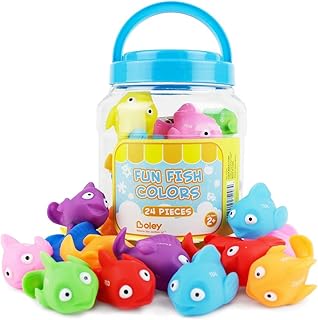 Boley 24 Piece Rainbow Fish Bath Toys – Colorful Floating Educational Po...