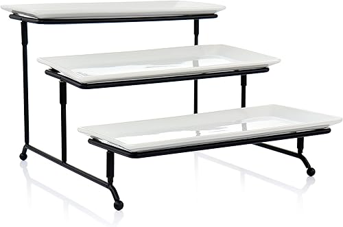 Miniatura 2 de Elama Juego de aperitivos de cerámica de cerámica, 4 piezas, porcelana de 3 niveles y metal, 4 (paquete de 5)