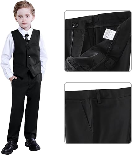Miniatura 4 de Traje de esmoquin para niños pequeños, trajes para niños, ropa de vestir, chaleco y pantalones con corbata