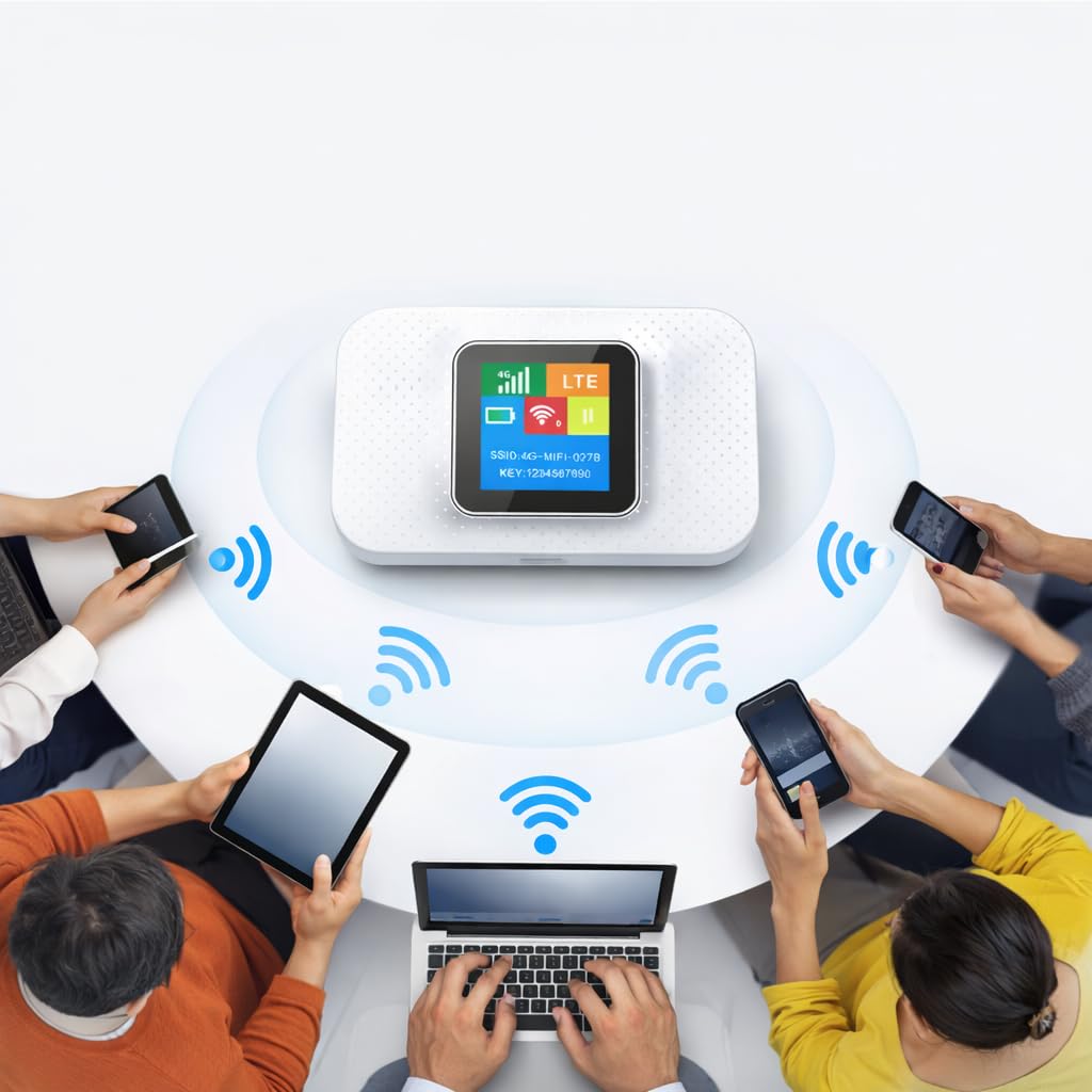 Router WiFi Portatile 4G LTE Mobile Hotspot, Modem SIM Wireless Tascabile con Display, Connessione Internet Veloce per Viaggio, Casa, Ufficio, Supporto Multi dispositivo 10-12