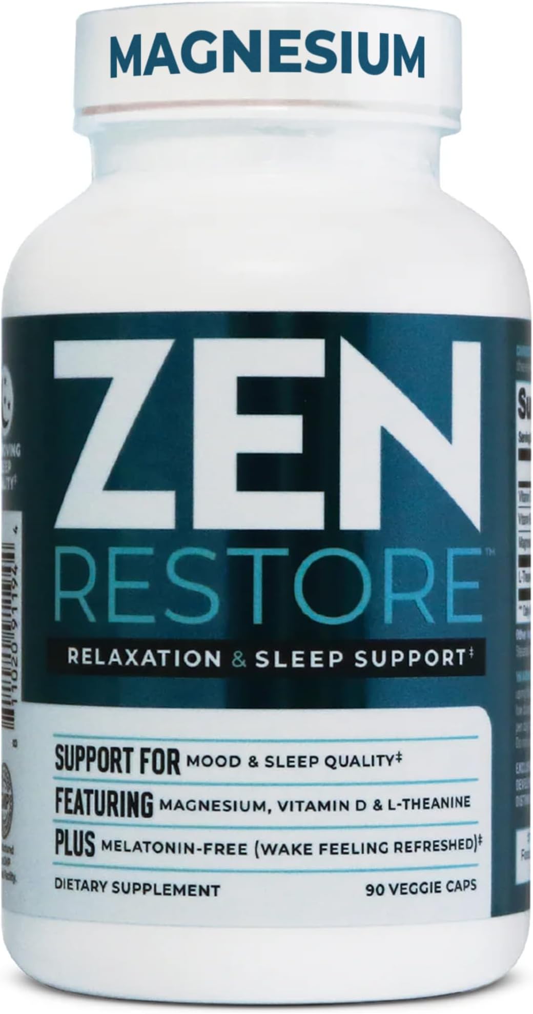 Zen Restore – 400mg Magnesium Malate, Vitamin D3 & L-Theanine, Supports Sleep, Muscle Recovery & Adrenal Wellness, Magnesium Supplement for Men and Women, 30 Servings