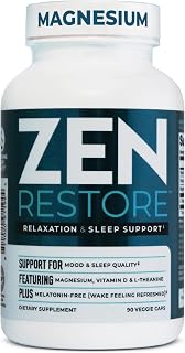 Nutrology Zen Restore Magnesium Supplement, 400mg Magnesium Malate Per Dose with Vitamin D3, L-Theanine, Promotes Relaxation, Muscle Recovery & Adrenal Health, High Absorption Supplement, 30 Servings