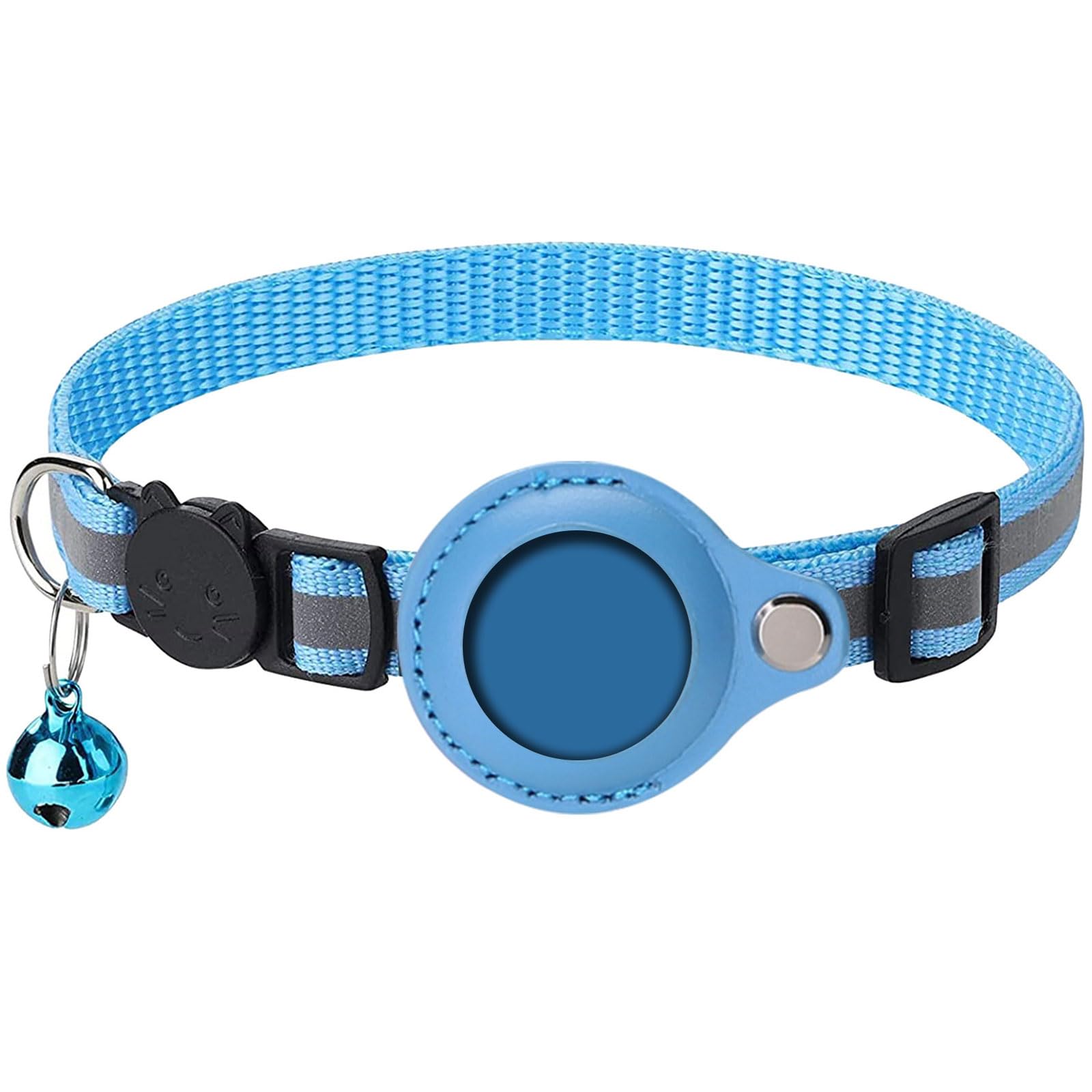 Collar Gato para Airtag, Reflectante Collar para Gato con Cascabeles, Ajustable Airtag Collar, Collare Titular de GPS, Collar Perros Funda Protectora Compatible con Apple Airtag, Antipérdida, Azul