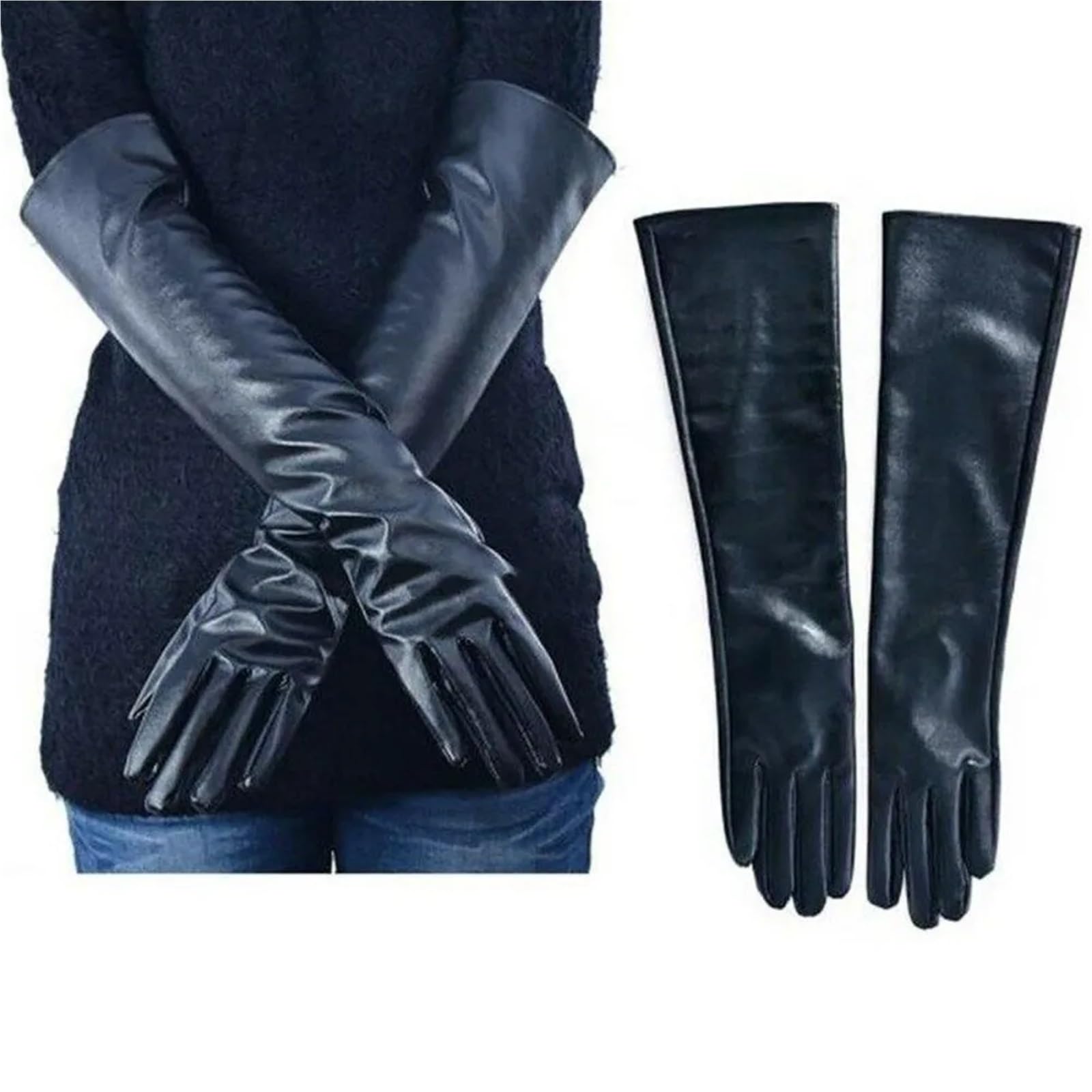 Guantes Largos Mujer Guantes Mujer Codo Largo Fiesta Noche Cuero Suave Señoras Forrado Cálido Invierno