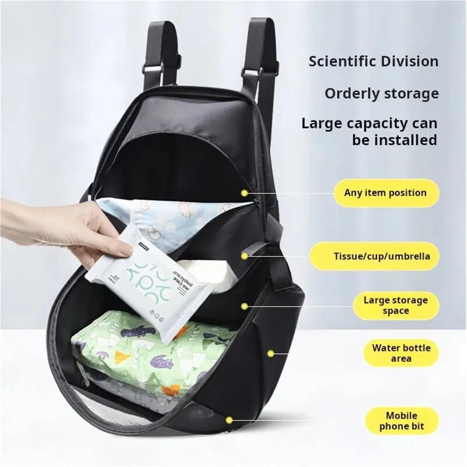 Borsa Passeggino Universale Borsa appesa for Passeggino for Bambini Zaini portaoggetti a Zone multifunzionali Portatili di Grande capacità