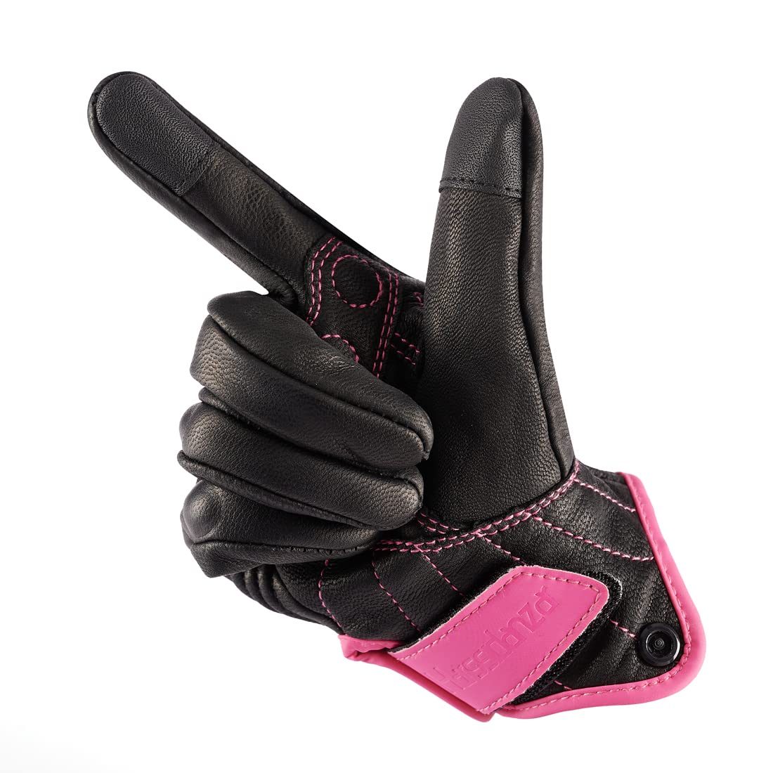 Harssidanzar Gants de Moto à écran Tactile en Cuir de chèvre à Doigt Complet pour Femmes GL016EU