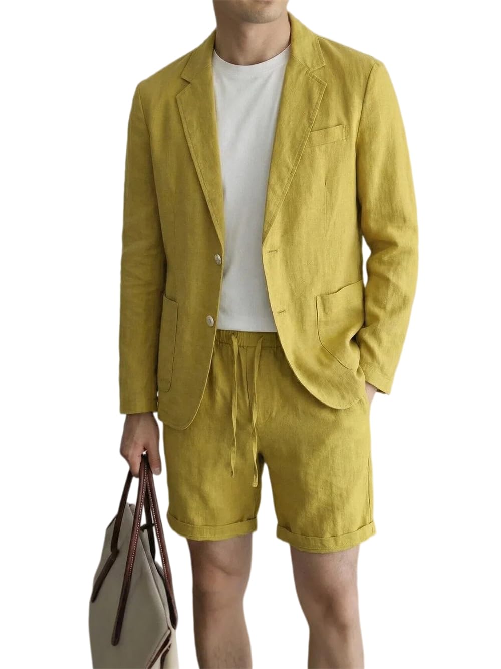 Giacca Estiva In Lino Da Uomo Blazer Casual In Lino con Revers A Tacca Giacca Sportiva Leggera Sfoderata Giacca Da Completo A Due Bottoni Dalla Vestibilità Regolare Capospalla Elegante per Matrimon