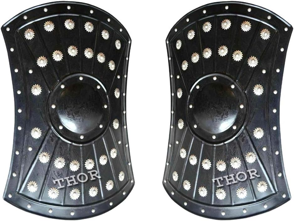 THOR INSTRUMENTS Medieval Armor Barbarian Templar Viking Shield 18” Handmade Halloween Battle Ready Functional Warrior Metal Shield Black Rustic Vintage Home Decor Gifts