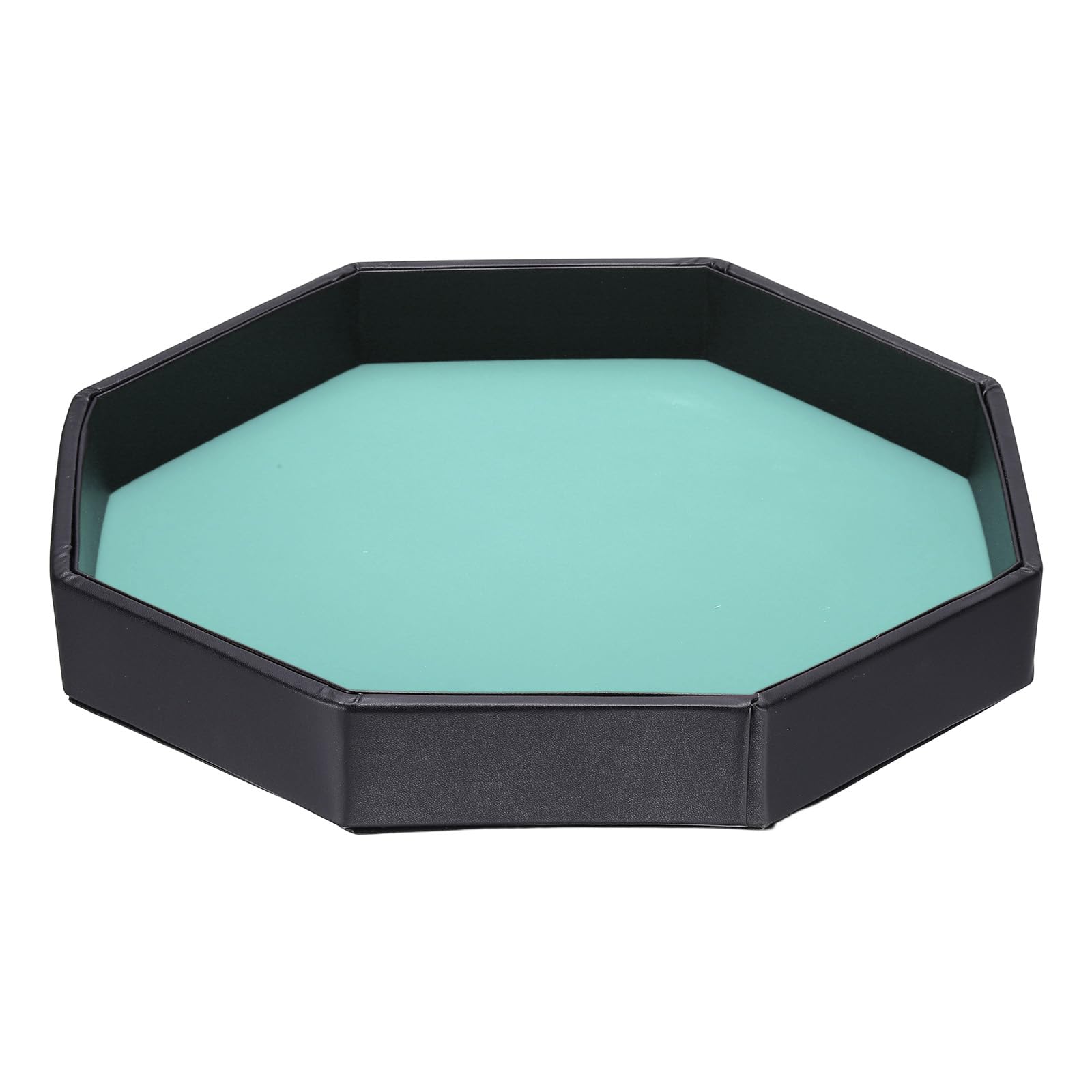 Bandeja para enrollar dados – [12.2 x 11.4 pulgadas] Cuero sintético forrado de terciopelo octogonal soporte para dados de reducción de ruido para juegos de mesa, juegos de mesa, azul