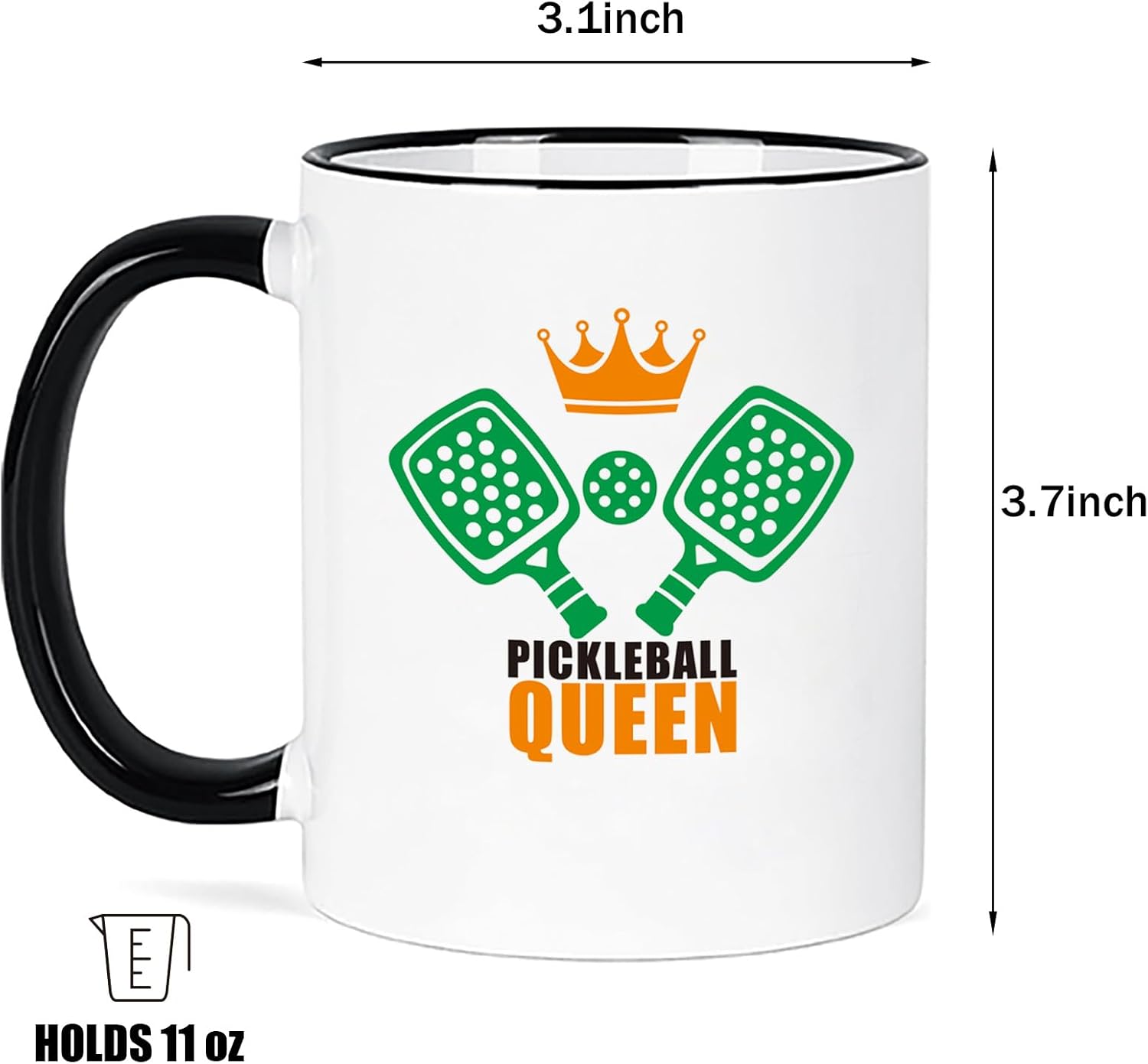 Queen of the Pickleball Court Mug, Pickleball Gifts for Women, Pickleball Lovers Coffee Cup, Pickleball Player Paddle Ball Mug, Birthday Christmas Gifts for Pickleball Fans, 11 Oz Ceramic Cup - Image 7