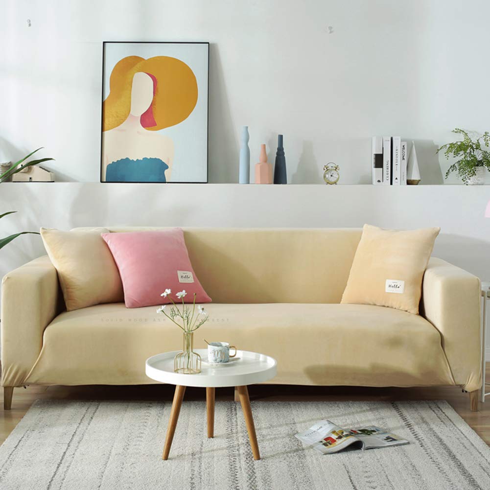 Felpa Cubiertas De Sofá para 1 2 3 4 Cubierta De Sofá,Polvo-Prueba Terciopelo Elástico Soft Couch Cover,Ajuste Fácil Lavable,Cubierta De La Silla Recliner Mueble Protector De Sofá-