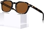 CARFIA Lunettes de soleil polarisés pour hommes UV400 Protection, Lunettes de soleil rétro avec cadre carré d'acétate pour conduire la pêche CA5405