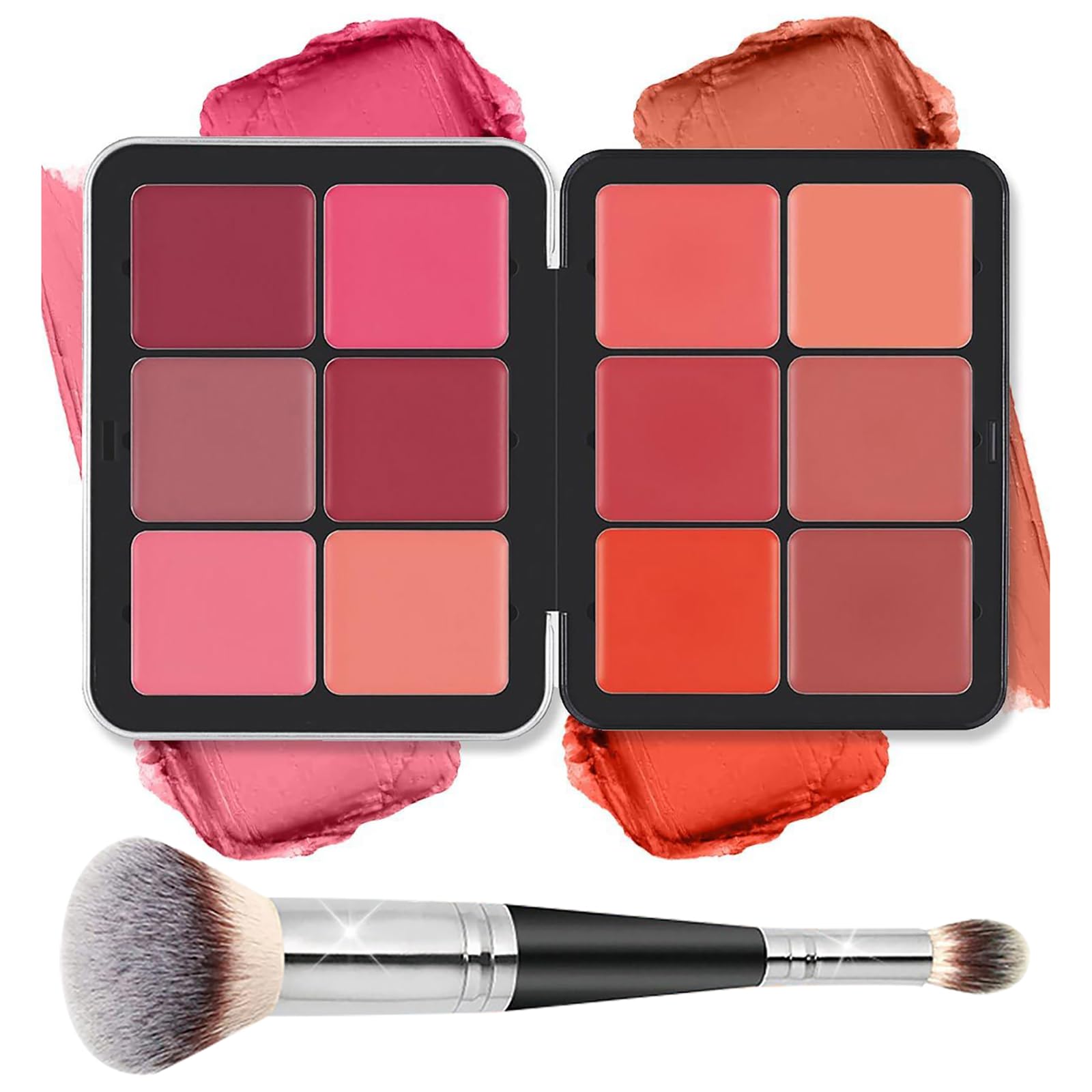 Blush Palette, 12 Colors Highlighter Blush Powder Makeup, Long-Wearing, Smudge Proof, Natural-Looking, Blendable Cruelty-Free Matte Finish, Cream Contour Palette and Blush Palette Face Makeup 157-12color
