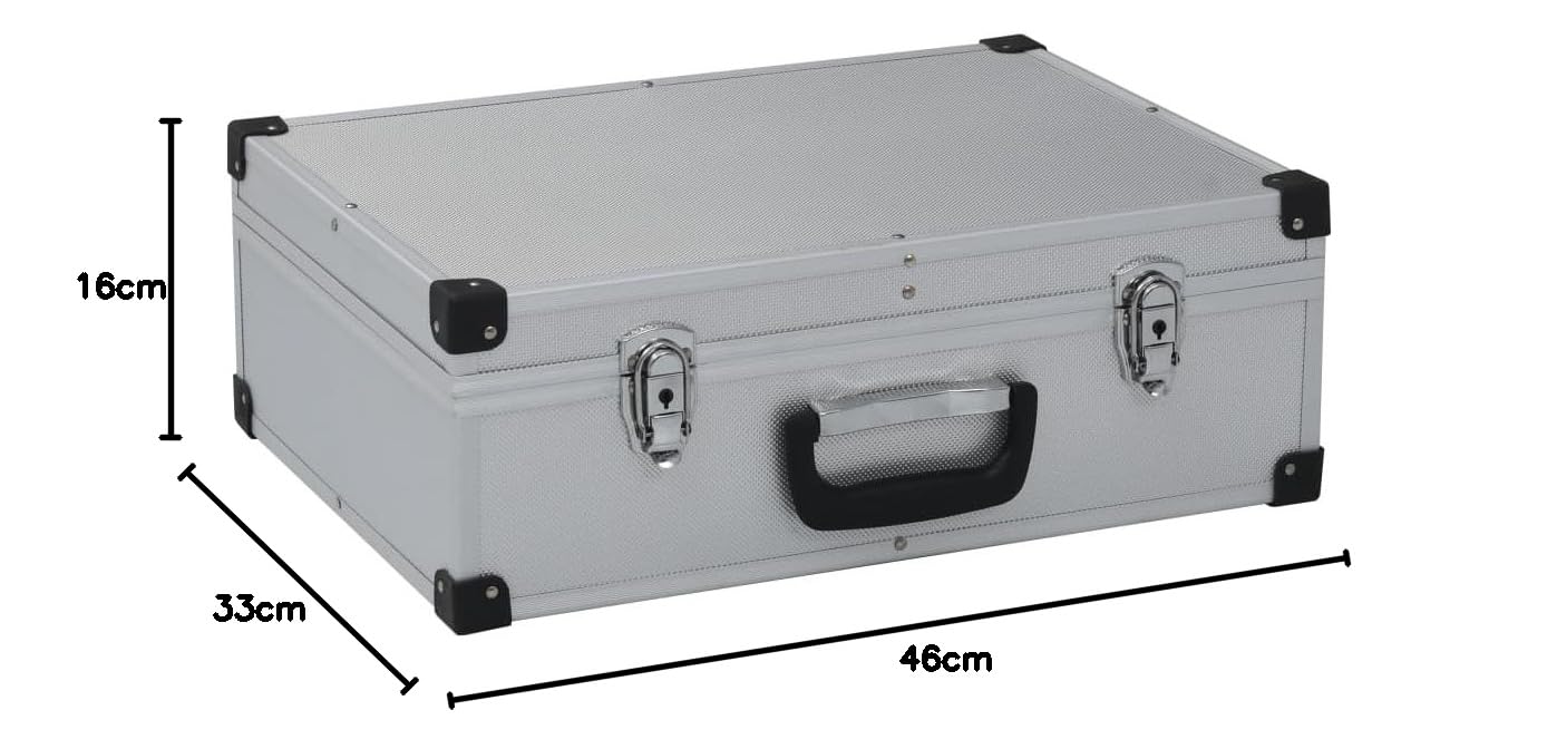 vidaXL Valigetta per Attrezzi Resistente Durevole Organizzata con Vani Scomparti Sicura Spaziosa Cassetta Scatola 46x33x16cm Argento in Alluminio