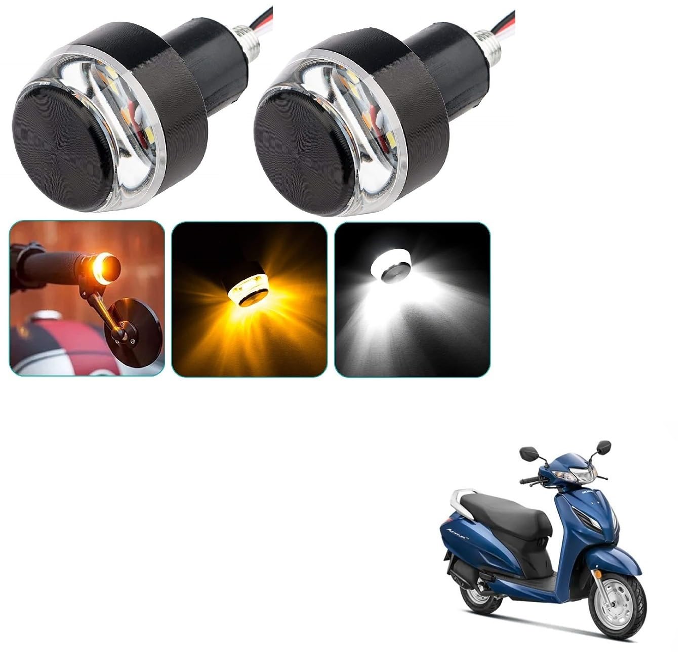 AUTOADDICT Auto Addict Bike And Scooty Handle Bar End DRL/White And Yellow Turn Signal LED Light Blinker Indicator For Honda Activa 6G-image-40