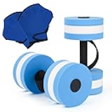NEAGLORY 6 Pieces Aquatic Exercise Set Water Aerobics Set Pool Fitness Equipment Foam Water Dumbbell, Swim Aquatic Cuffs, Swimming Gloves for Exercise
