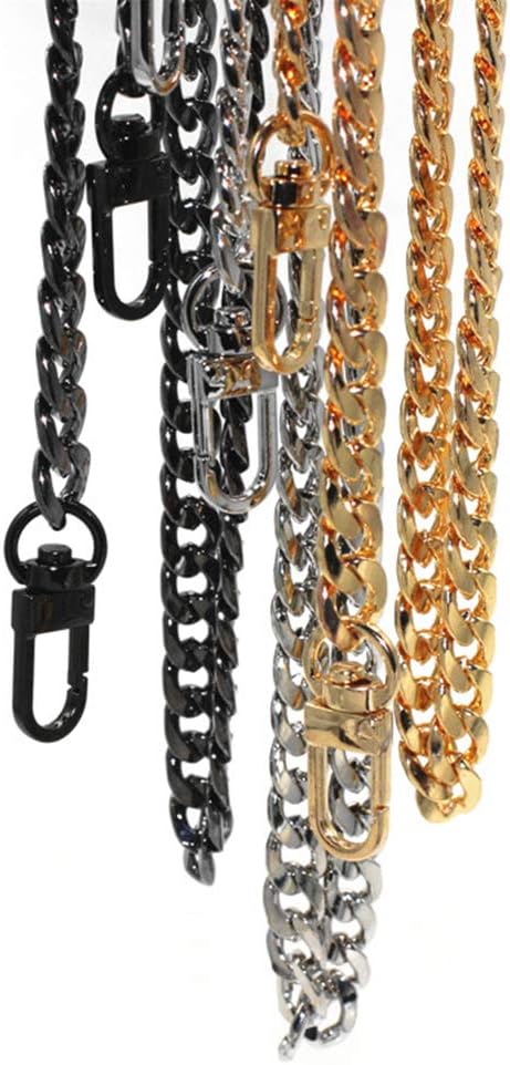 Model Worker 47" DIY Iron Flat Chain Strap Handbag Chains Accessories Purse Straps Shoulder Cross Body Replacement Straps, with Metal Buckles (Gold)
