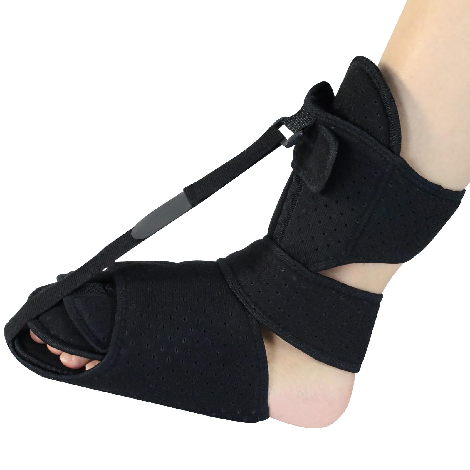 Plantar Fasciitis Night Splint, Adjustable Brace for Pain Relief (Black)