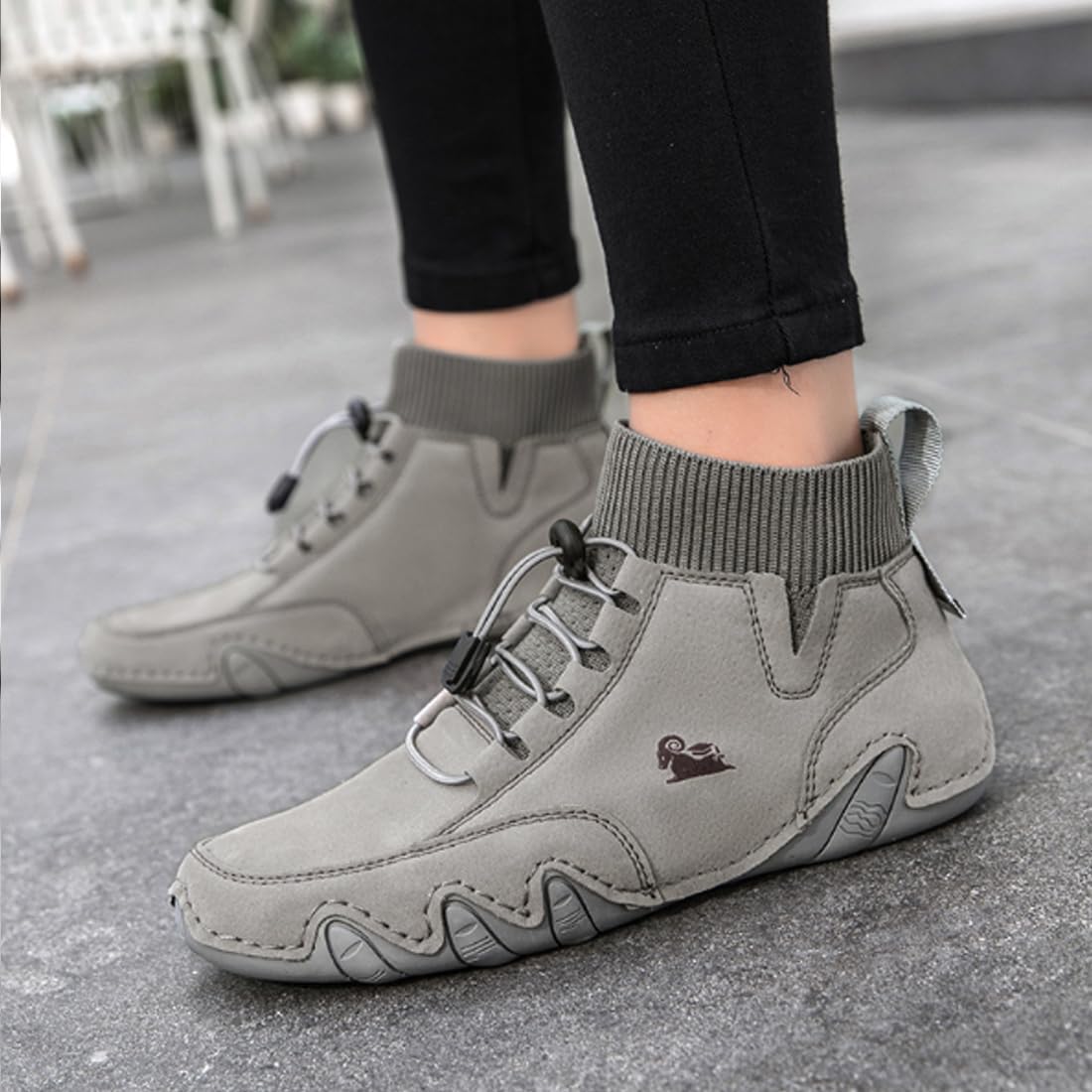 Men'S Waterproof Lightweight Outdoor Ankle Boots Comfortable Round Toe Soft Sole Non-Slip Driving Walking High Top Chukka Boots Slip-On Lightweight Sports Shoes