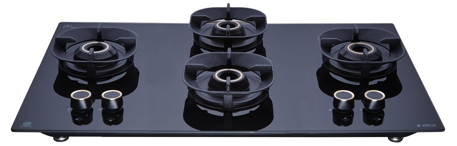 Elica 90cm 4 Burner Auto Ignition Hob | CROWN FLEXI 491 LOTUS IND HD BRASS | SABAF Triple Ring Brass Burners | 8mm Toughened Glass | Windshield Grid | 10-Year Burner Warranty Elica 90cm 4 Burner Auto Ignition Hob | CROWN FLEXI 491 LOTUS IND HD BRASS | SABAF Triple Ring Brass Burners | 8mm Toughened Glass | Windshield Grid | 10-Year Burner Warranty