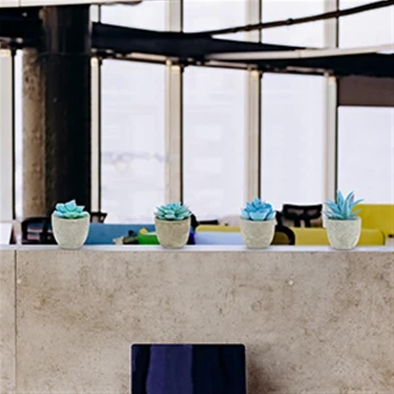 Mini Künstliche Sukkulenten Pflanzen 4-teiliges Set Blauer Kunstsukkulenten, künstliche Sukkulenten, Blaue Wohndekoration, kleine Kunstpflanzendekoration