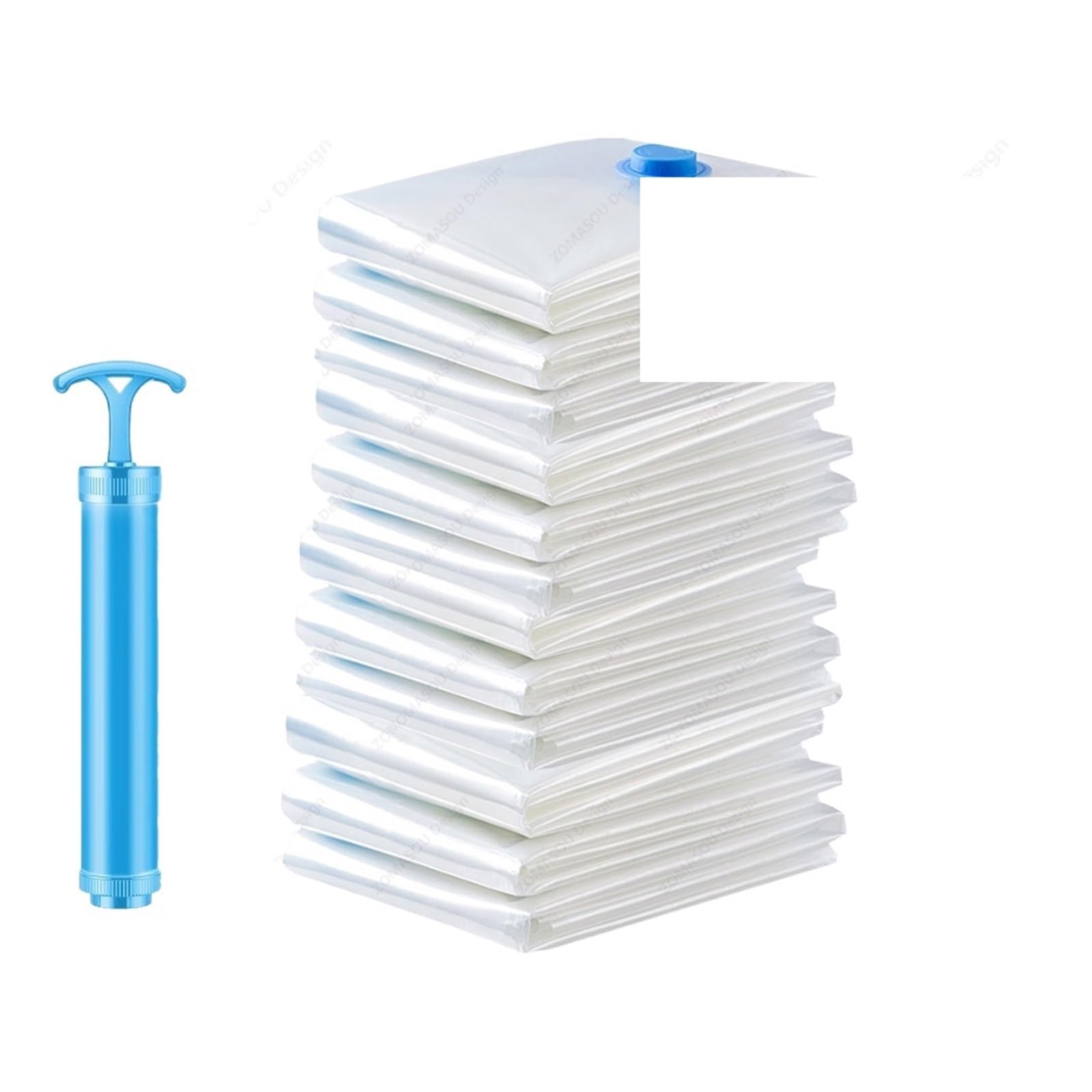 12/24Pcs Reusable Vacuum Storage Sealing Bags with Hand Pump Clear Folding Compressed Space Saving Bag for Clothes Travel For Travel(12Bags with 1Pump,100 * 130cm)